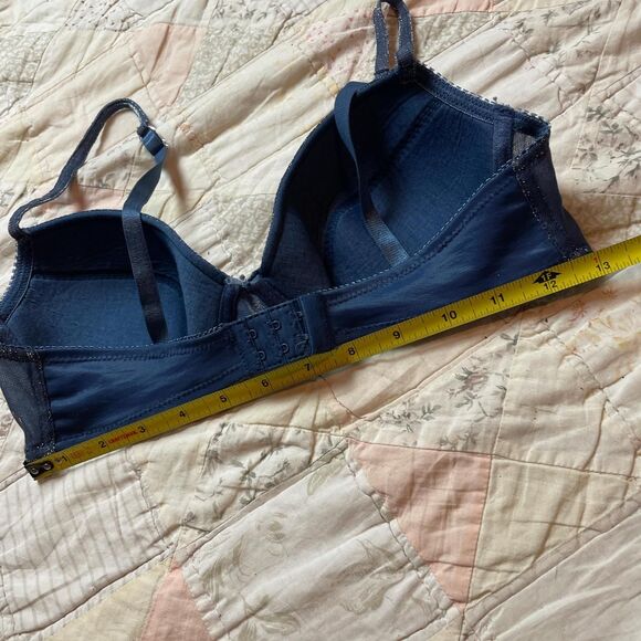 vintage y2k metallic navy blue silver color shift glitter bra chain charm 34c - Picture 4 of 8